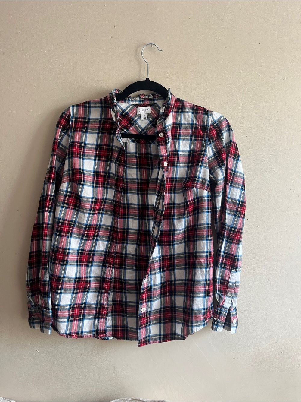 J. Crew Red, White & Navy Plaid Long-Sleeve Button-Down Shirt